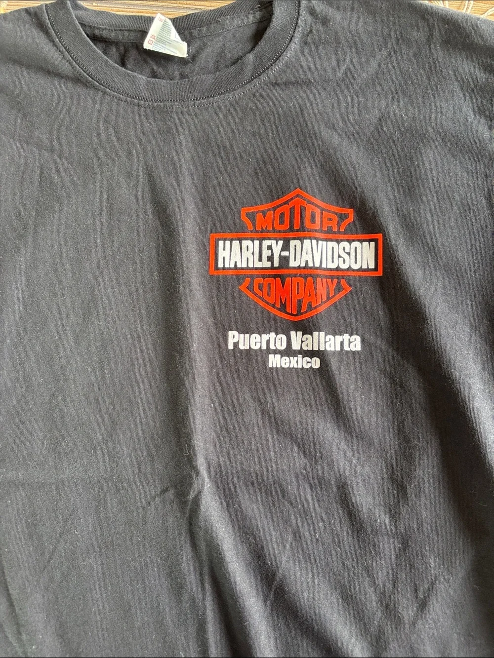 Harley-Davidson Black Short Sleeve Tee with Orange Logo - Puerto Vallarta